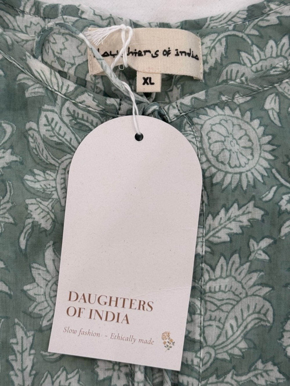 Daughters of India Sage Green Floral Maxi Dress - Picture 4 of 6